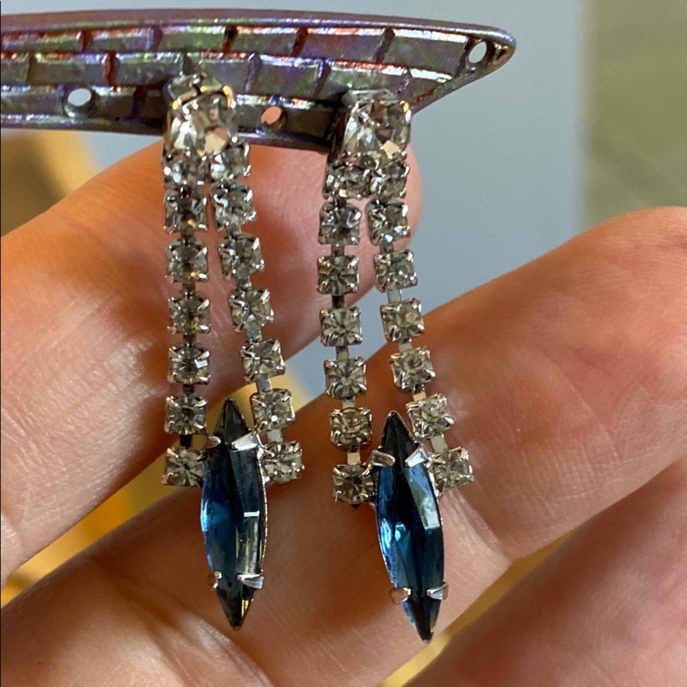 Elegant Silver and Blue Crystal Drop Earrings